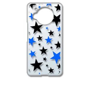 AQUOS R7 SH-52C アクオス クリア ハードケース 星柄(ブラック/ブルー) スター ス...