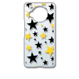 AQUOS R7 SH-52C アクオス クリア ハードケース 星柄(ブラック/イエロー) スター ...