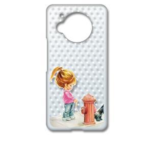 AQUOS R7 SH-52C アクオス クリア ハードケース 犬と女の子 レトロ 星 スター ドッ...