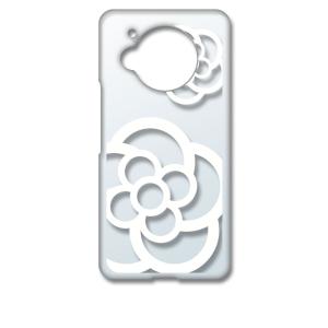 AQUOS R7 SH-52C アクオス クリア ハードケース カメリア 花柄 （ホワイト） カバー...