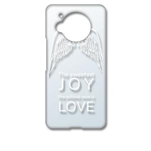 AQUOS R7 SH-52C アクオス クリア ハードケース JOY LOVE 羽 ロゴ （ホワイ...