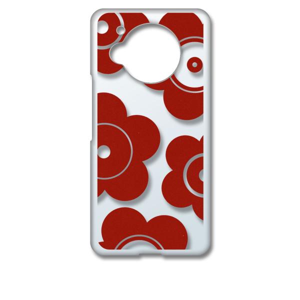 AQUOS R7 SH-52C アクオス クリア ハードケース t026-レッド 花柄 マリメッコ風...