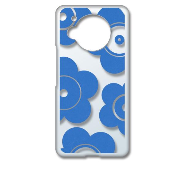 AQUOS R7 SH-52C アクオス クリア ハードケース t026-ブルー 花柄 マリメッコ風...