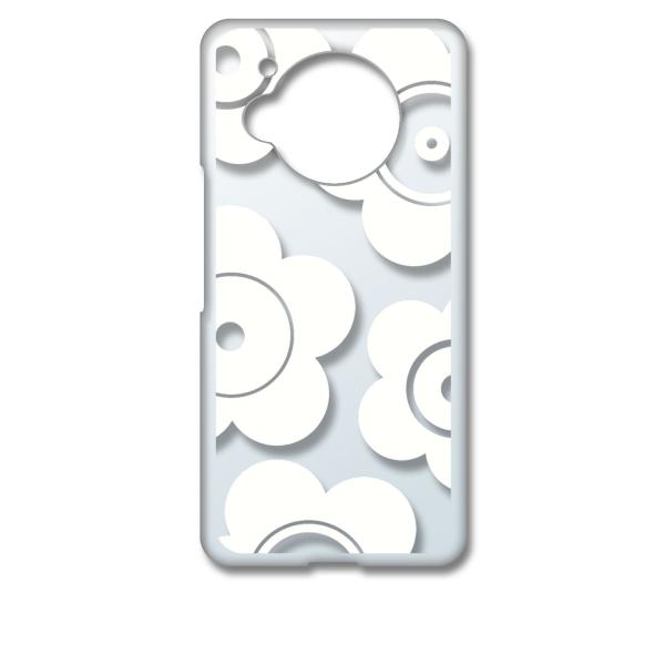 AQUOS R7 SH-52C アクオス クリア ハードケース t026-ホワイト 花柄 マリメッコ...