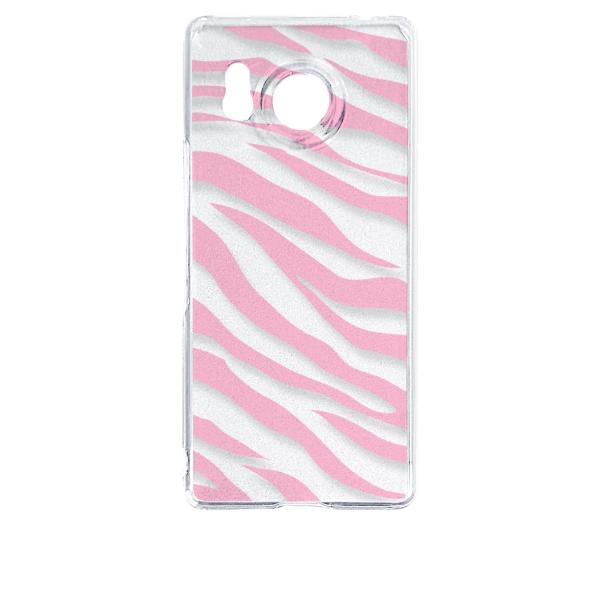 AQUOS R8 SH-52D アクオス クリア ハードケース ゼブラ柄（ピンク）半透明透過 アニマ...