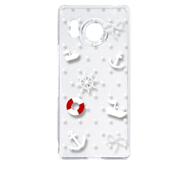 AQUOS R8 SH-52D アクオス クリア ハードケース 小マリン(ホワイト) ドット スマホ...