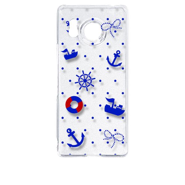 AQUOS R8 SH-52D アクオス クリア ハードケース 小マリン(ブルー) ドット スマホ ...