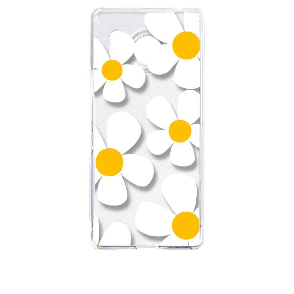 AQUOS R8 SH-52D アクオス クリア ハードケース デイジー(ホワイト) 花柄 レトロ ...