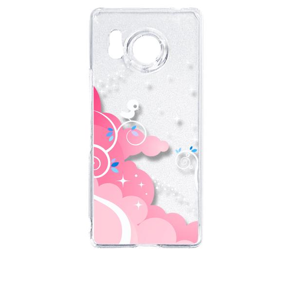 AQUOS R8 SH-52D アクオス クリア ハードケース 小鳥キラキラ(ピンク) スマホ ケー...