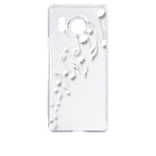 AQUOS R8 SH-52D アクオス クリア ハードケース 音符(ホワイト) ミュージック スマ...