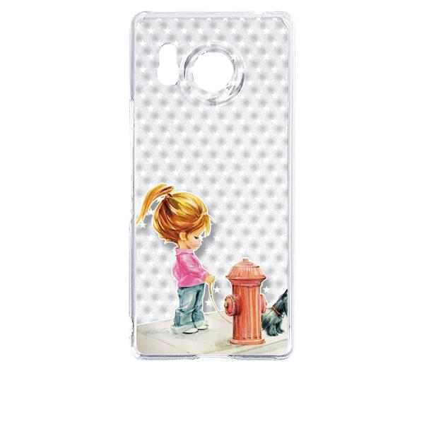 AQUOS R8 SH-52D アクオス クリア ハードケース 犬と女の子 レトロ 星 スター ドッ...