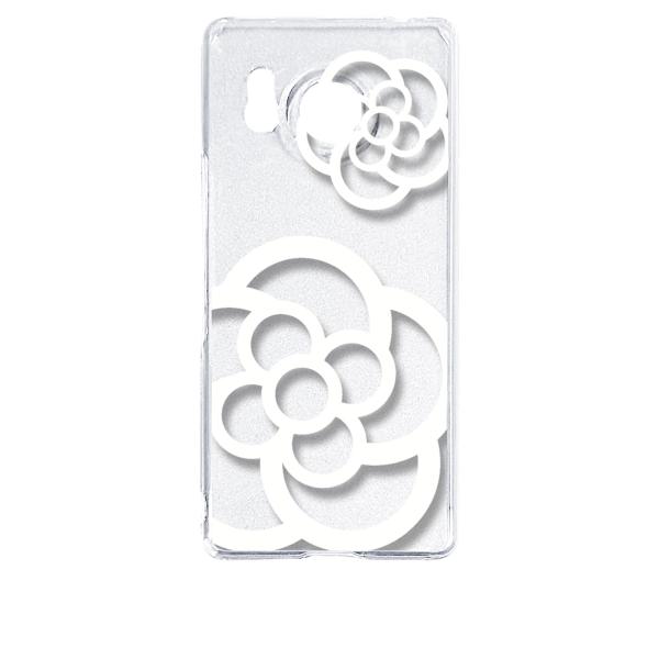 AQUOS R8 SH-52D アクオス クリア ハードケース カメリア 花柄 （ホワイト） カバー...