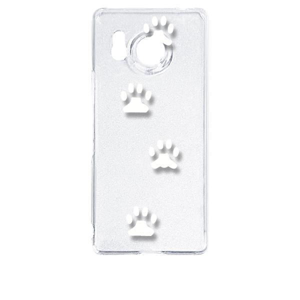 AQUOS R8 SH-52D アクオス クリア ハードケース 肉球 犬 猫 ネコ 足跡 （ホワイト...
