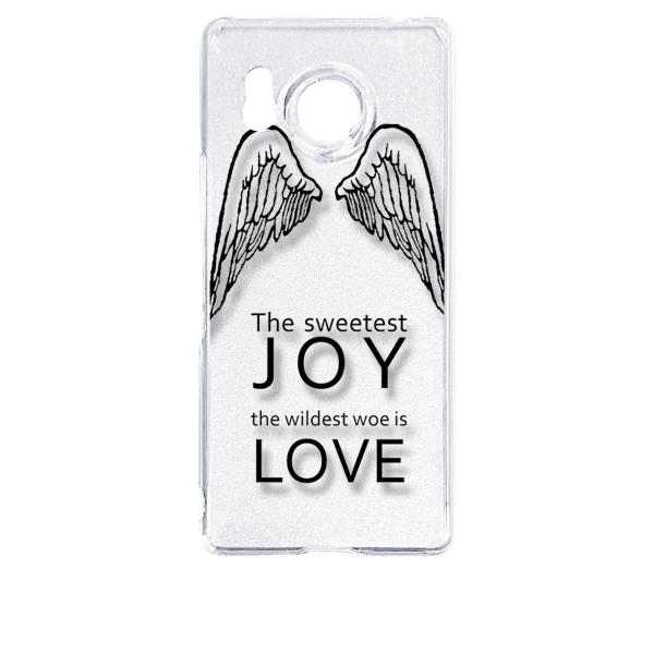 AQUOS R8 SH-52D アクオス クリア ハードケース JOY LOVE 羽 ロゴ スマホ ...