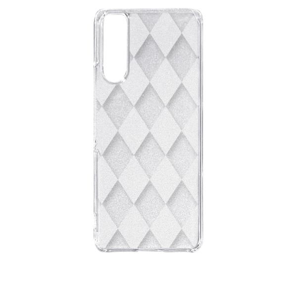 AQUOS R8 SH-52D アクオス ケース クリア 透かし加工 アーガイル ダイヤ柄 ハードケ...