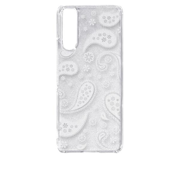 AQUOS R8 SH-52D アクオス ケース クリア 透かし加工 ペイズリー アジアン エスニッ...