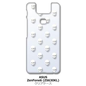 Zenfone6 ZS630KL Asus ゼンフォン6 クリア ハードケース スカル ドクロ 骸骨 ドット ホワイト スマホ ケース スマートフォン カバー｜ss-link