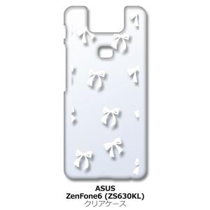 Zenfone6 ZS630KL Asus ゼンフォン6 クリア ハードケース リボン(ホワイト) スマホ ケース スマートフォン カバー カスタム ジャケッ｜ss-link