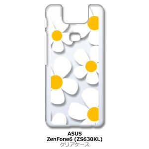 Zenfone6 ZS630KL Asus ゼンフォン6 クリア ハードケース デイジー(ホワイト) 花柄 レトロ フラワー スマホ ケース スマートフォン｜ss-link