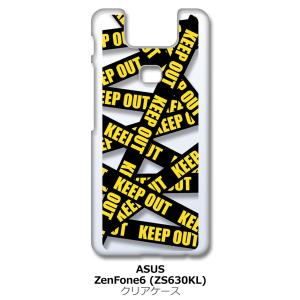 Zenfone6 ZS630KL Asus ゼンフォン6 クリア ハードケース KEEP OUT(ブラック) 立ち入り禁止 テープ スマホ ケース スマートフォン カ｜ss-link