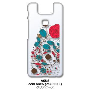 Zenfone6 ZS630KL Asus ゼンフォン6 クリア ハードケース ビンテージフラワー 薔薇 ローズ 花柄 スマホ ケース スマートフォン カバ