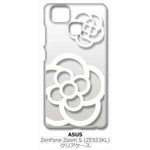 ZenFone Zoom S ZE553KL (ZenFone 3 Zoom) クリア ハードケース カメリア 花柄 （ホワイト） カバー ジャケット スマートフォン スマホケース｜ss-link