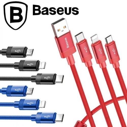 Baseus 3-in-1 急速3A充電 1.2mライトニングケーブル Micro usb Type...