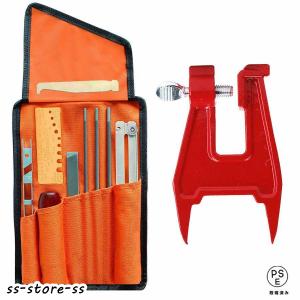 チェーンソー目立てセット 目立て用クランプ 10点セット 丸ヤスリ3種 4.0mm/4.8mm/5.5mm 木工用 DIY 削り器 手動工具 収納袋付き