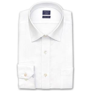 ワイシャツ Yシャツ メンズ 長袖 CHOYA SHIRT FACTORY 幾何学柄ホワイト 白ドビー セミワイドカラーシャツ 就活 冠婚葬祭