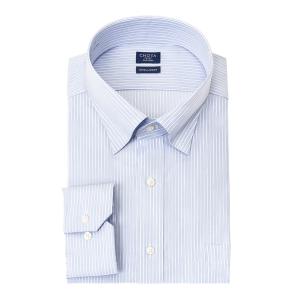 CHOYA SHIRT FACTORY 日清紡アポロコット 長袖 ワイシャツ 形態安定加工 スナップダウン 青 ブルーストライプ｜シャツステーション
