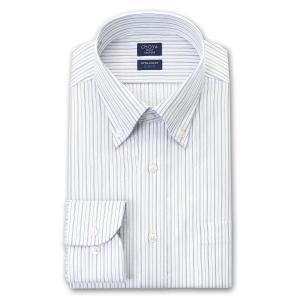 CHOYA SHIRT FACTORY メンズ長袖スリムフィット 形態安定ワイシャツ CFD840-450 ブルー 17サイズ, CH_24FA