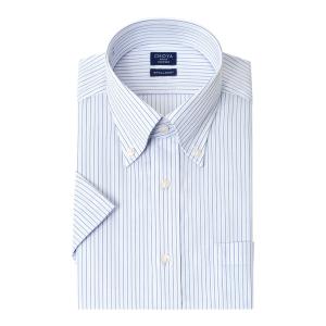 CHOYAシャツ Yシャツ 日清紡アポロコット 半袖ワイシャツ メンズ 形態安定 ノーアイロン ノンアイロン 綿100%  高級 上質 青 ブル CH_2401FS｜ss1946
