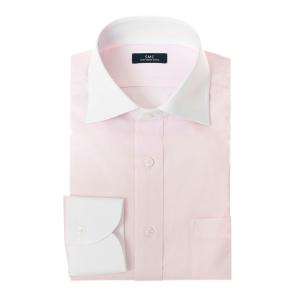 ワイシャツ メンズ 長袖 綿100％ 形態安定 クレリック セミワイドカラー ピンオックス ピンク  SHIRT MAKER CHOYA｜ss1946