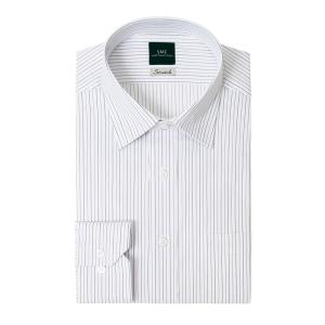 ワイシャツ 長袖 メンズ 形態安定 吸水速乾 ストレッチ 紫 ストライプ レギュラーカラー SHIRT MAKER CHOYA｜ss1946