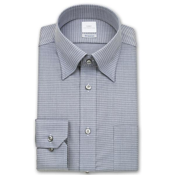 ワイシャツ Yシャツ メンズ 長袖 SHIRT MAKER CHOYA 形態安定加工 グレー幾何ドビ...