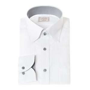 LORDSON by CHOYA 長袖 ワイシャツ メンズ 形態安定加工 白ドビーストライプ ホワイト スナップダウン 綿100％ CH_2401FS
