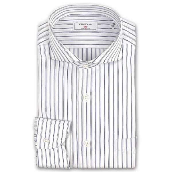 ワイシャツ Yシャツ メンズ 長袖 | CHOYA 1886 | ブルーストライプ カッタウェイシャ...