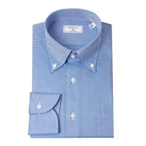 長袖 ワイシャツ メンズ  綿100% 日本製生地 日本縫製 春夏秋冬 ブルー 青 ドビー ボタンダ【CVD842-255】 CHOYA 1886 長袖 ワイシャツ メンズ 綿100% 日本製生地 日本縫製 春夏