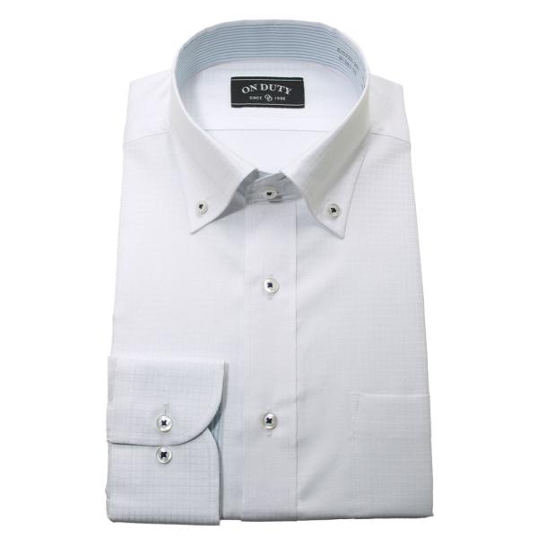 送料無料 ワイシャツ メンズ 長袖 形態安定 ボタンダウン 白 ホワイト ドビー
