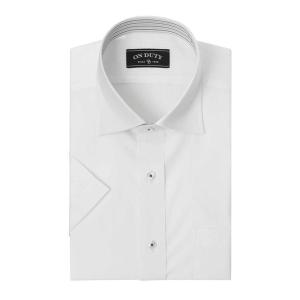 送料無料 ワイシャツ メンズ クールビズ 半袖 形態安定 接触冷感 ワイドカラー ホワイト ドビー｜シャツステーション