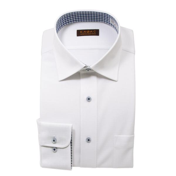 【爆買】ニット ワイシャツ ※裄詰め対応不可 メンズ 長袖 ノーアイロン ストレッチ セミワイド 白...