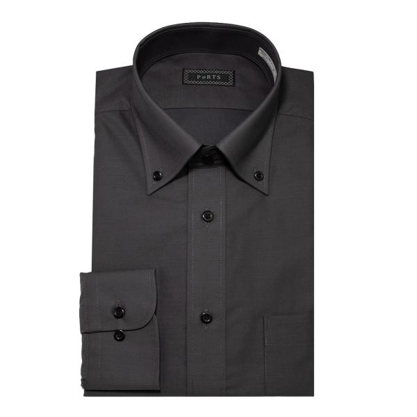 メンズ ワイシャツ 長袖 形態安定 スリムフィット ボタンダウン グレー フォーマル 成人式 結婚式...