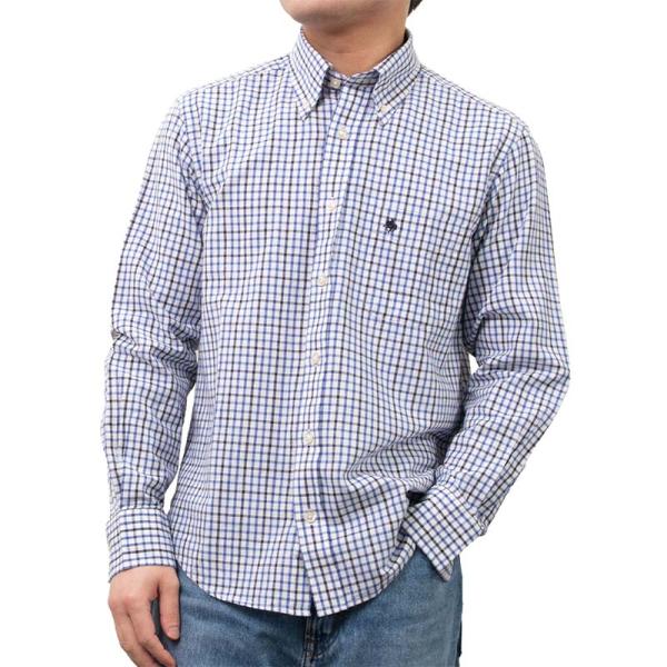 POLO BCS ポロビシーエス 長袖 カジュアルシャツ コットンリネンチェック ボタンダウン メン...