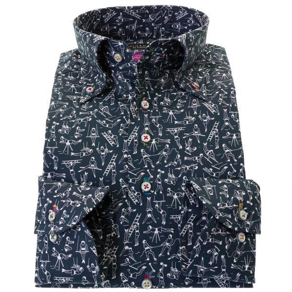 ワイシャツ メンズドレスシャツ 長袖リバティプリント タナローン 綿100% ボタンダウン リバティ...