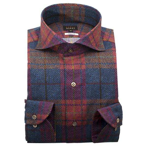 ワイシャツ| 長袖ドレスシャツ 14AW フランネルシャツ風プリントチェックワイシャツ カッタウェイ...