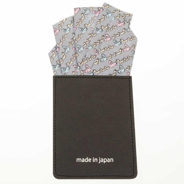 コットンポケットチーフ グレー アヒル柄 ワンタッチチーフ ファイブピークス 挿すだけ 簡単 プリン...