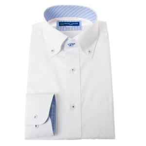 ワイシャツ 形態安定 長袖 ホワイト 白ドビーチェック ボタンダウン 標準 シャツハウス メンズ ドレスシャツ SH_24FA