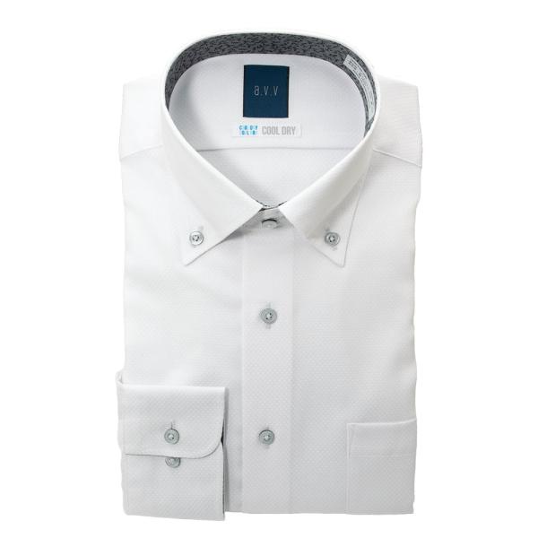 ワイシャツ メンズ 長袖 形態安定 セミシャープ ボタンダウン ホワイト ドビー a.v.v ビジカ...