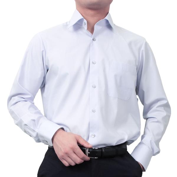 ワイシャツ メンズ 長袖 形態安定 セミシャープ  ボタンダウン 水色 ダイヤ柄  a.v.v 大人...