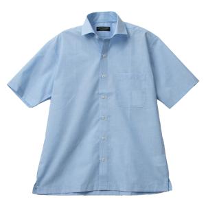 ワイシャツ メンズ 半袖 クールビズ 吸水速乾 形態安定 ブルー カッタウェイ Levin UOMO｜ss1946